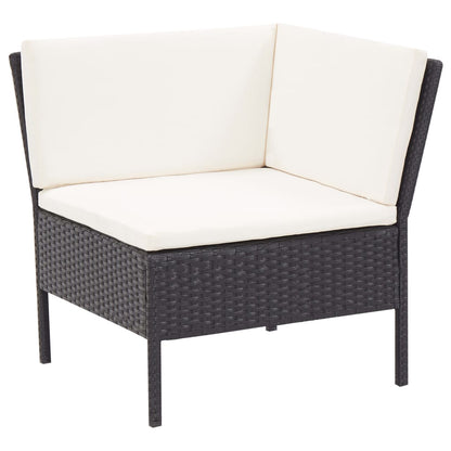 vidaXL 3-delige Loungeset met kussens poly rattan zwart