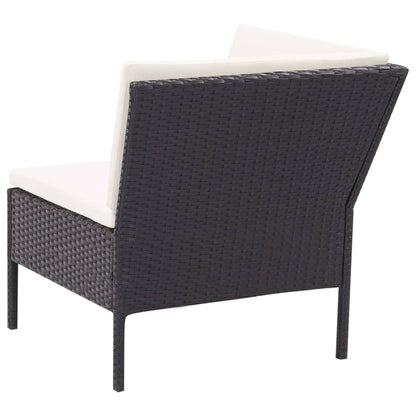 vidaXL 3-delige Loungeset met kussens poly rattan zwart