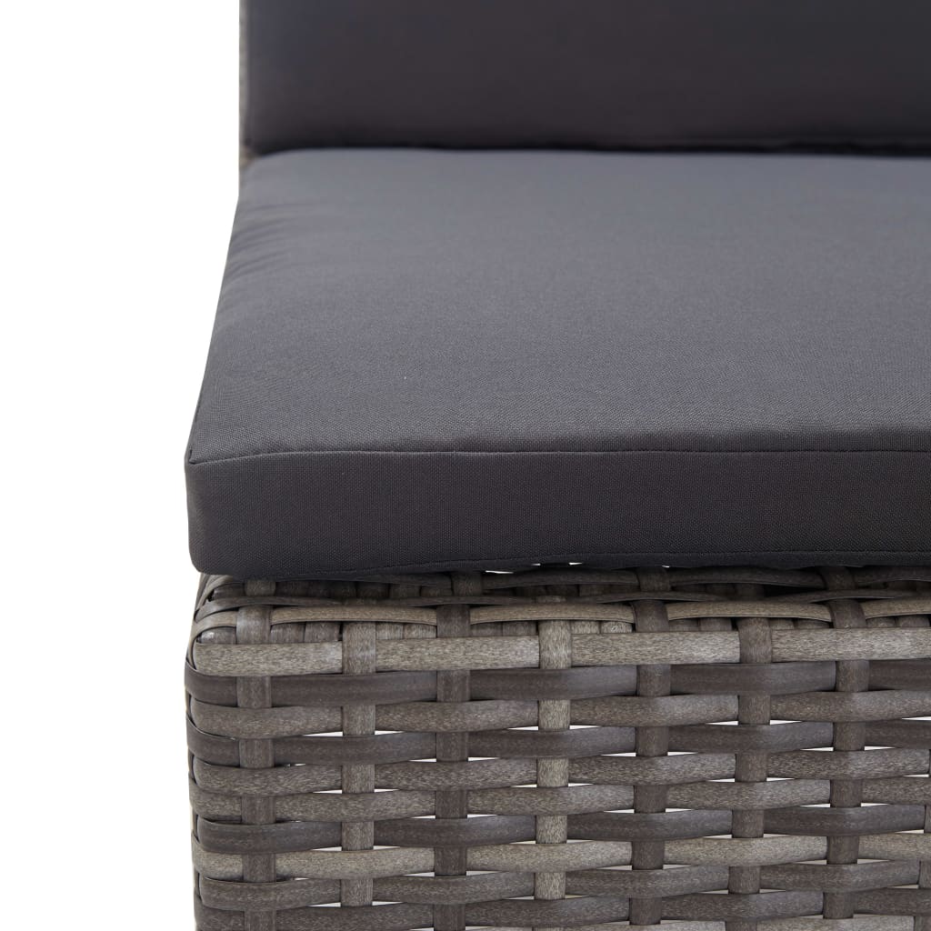 vidaXL 3-delige Loungeset met kussens poly rattan grijs