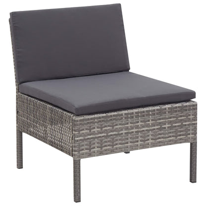 vidaXL 3-delige Loungeset met kussens poly rattan grijs