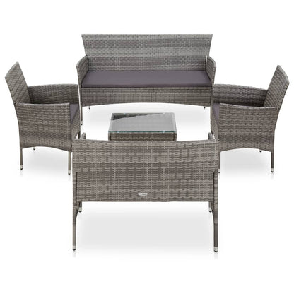 vidaXL 5-delige Loungeset met kussens poly rattan grijs