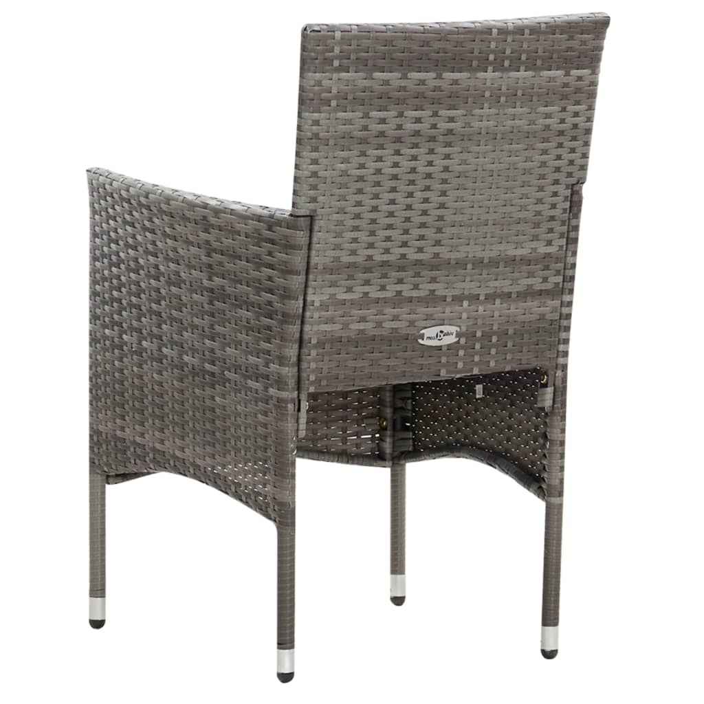 vidaXL 5-delige Loungeset met kussens poly rattan grijs