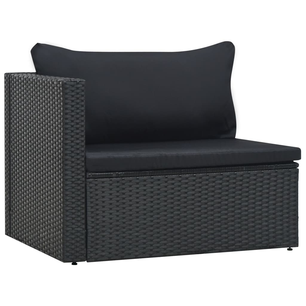 vidaXL 5-delige Loungeset met kussens poly rattan zwart