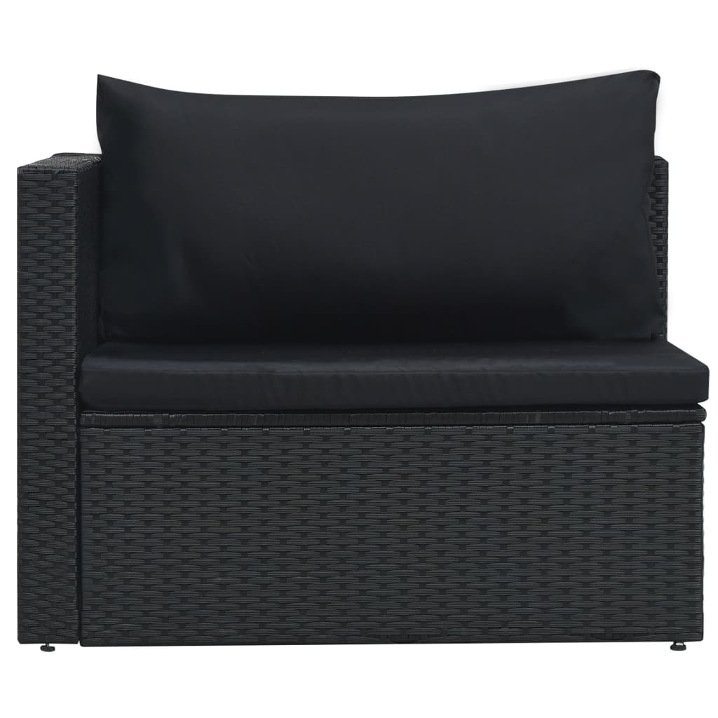 vidaXL 5-delige Loungeset met kussens poly rattan zwart