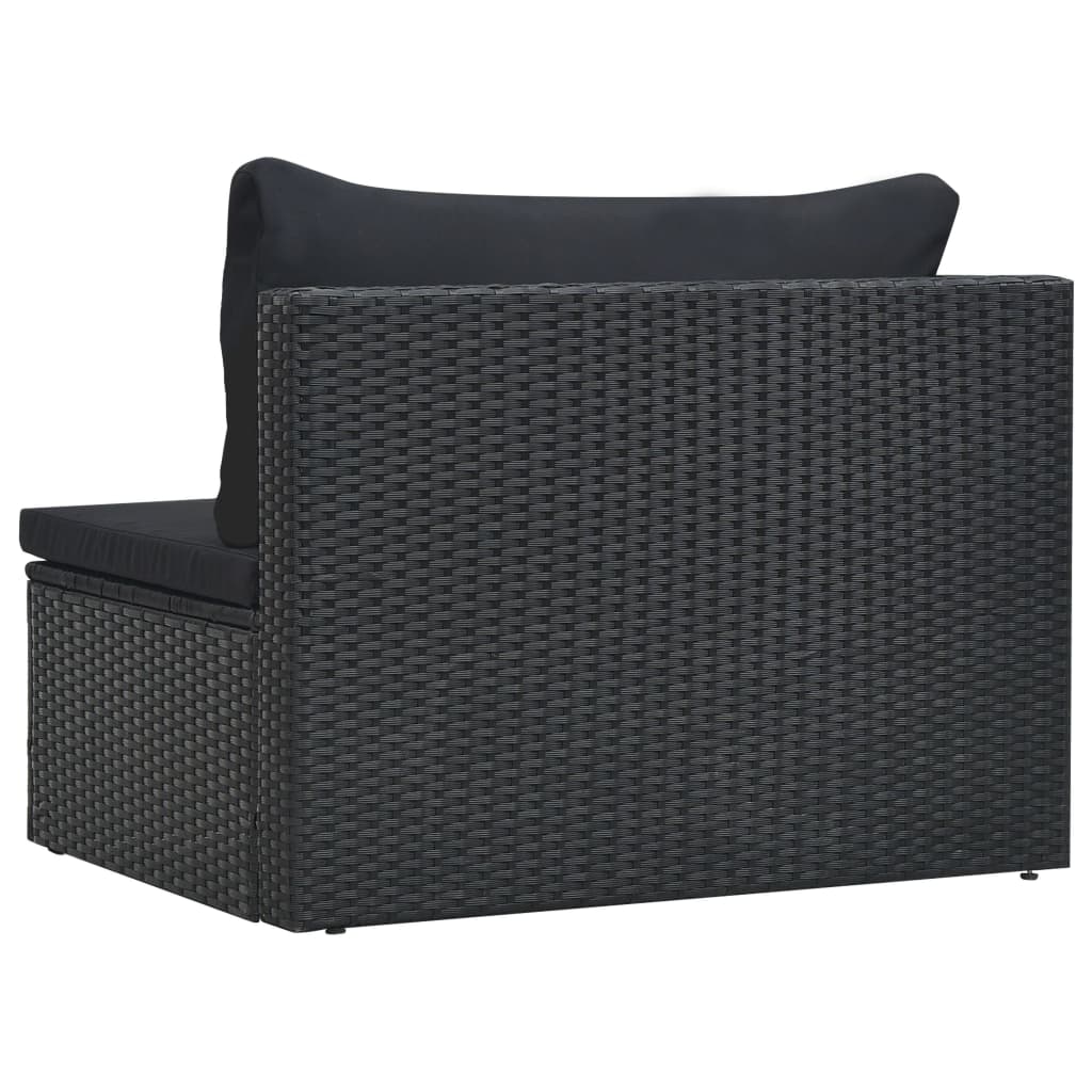 vidaXL 5-delige Loungeset met kussens poly rattan zwart