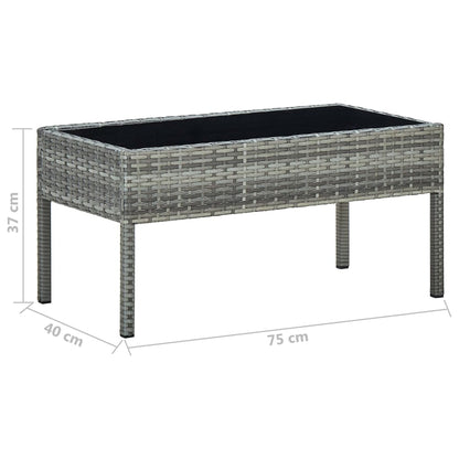 vidaXL Tuintafel 75x40x37 cm poly rattan grijs