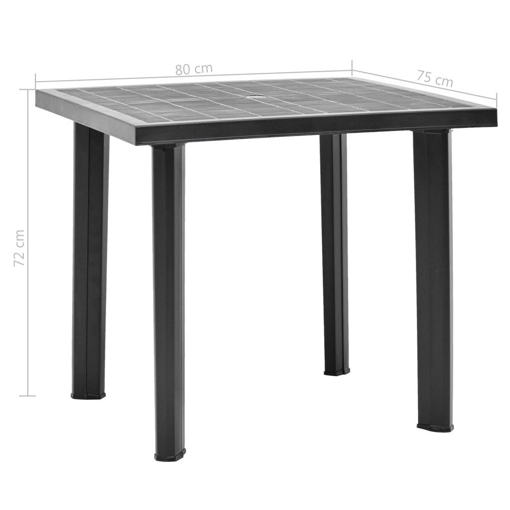 vidaXL Tuintafel 80x75x72 cm kunststof antraciet