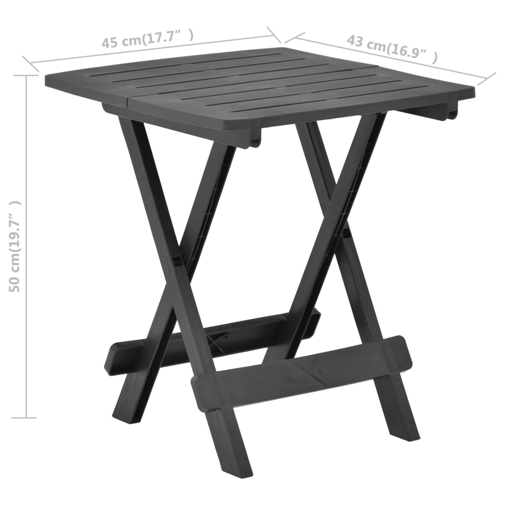 vidaXL Tuintafel inklapbaar 45x43x50 cm kunststof antraciet