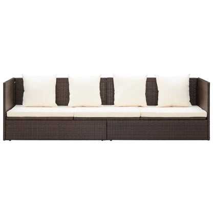 vidaXL Tuinbed met kussens poly rattan bruin