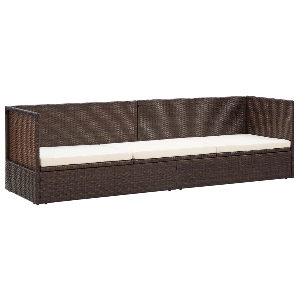 vidaXL Tuinbed met kussens poly rattan bruin