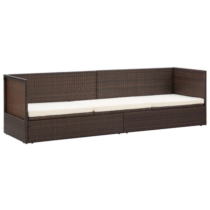 vidaXL Tuinbed met kussens poly rattan bruin