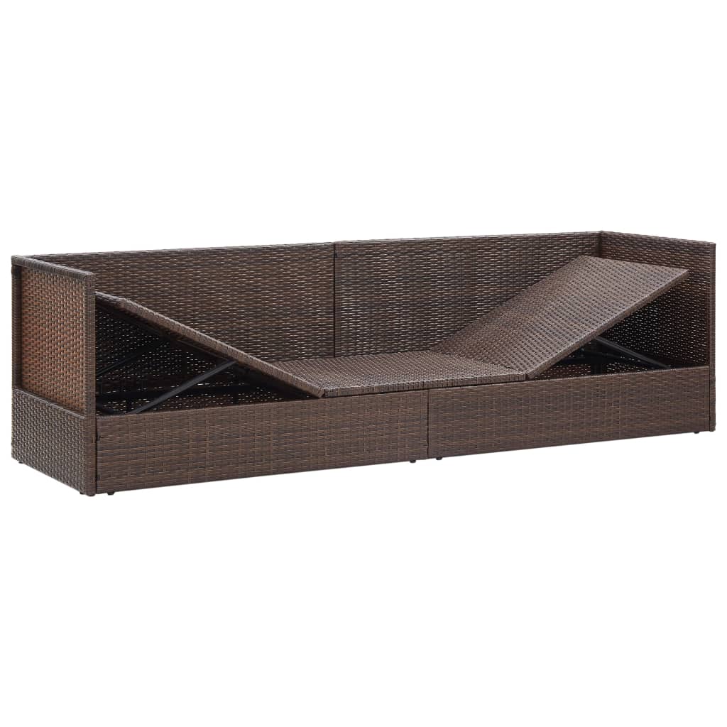 vidaXL Tuinbed met kussens poly rattan bruin