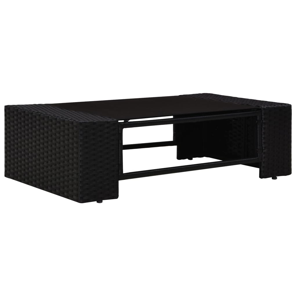 vidaXL 3-delige Loungeset poly rattan zwart