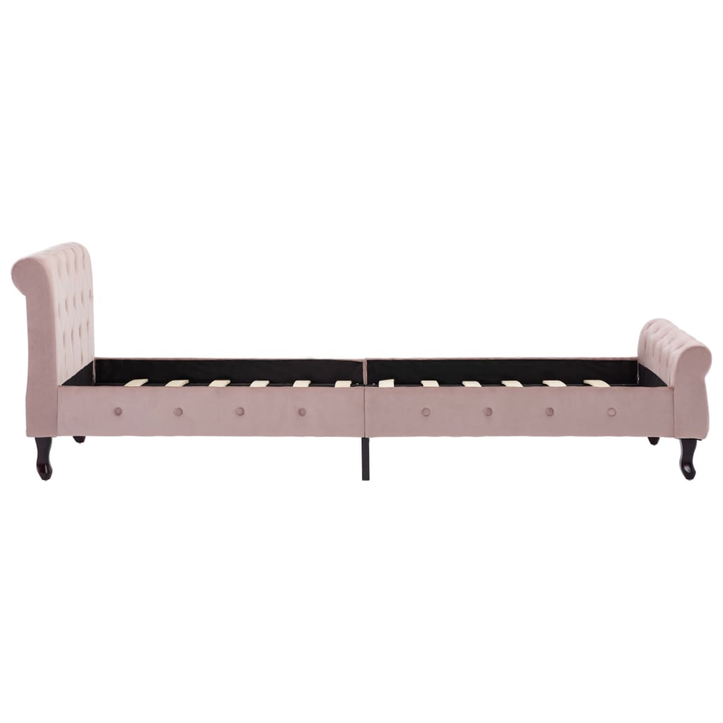 vidaXL Bedframe fluweel roze 90x200 cm