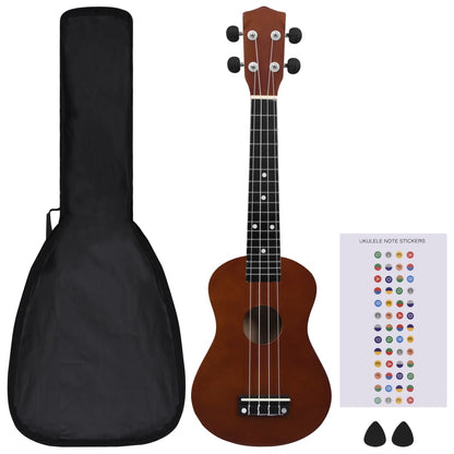 vidaXL Ukuleleset met tas voor kinderen sopraan 23'' donkerhoutkleurig