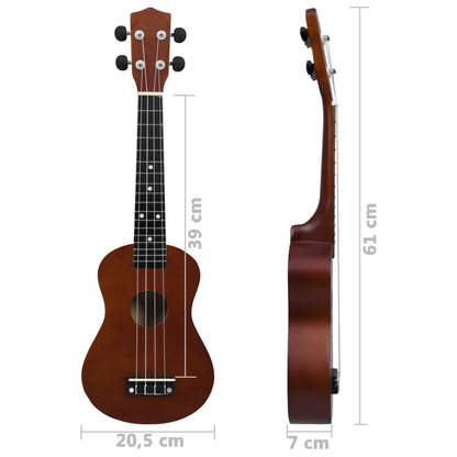 vidaXL Ukuleleset met tas voor kinderen sopraan 23'' donkerhoutkleurig