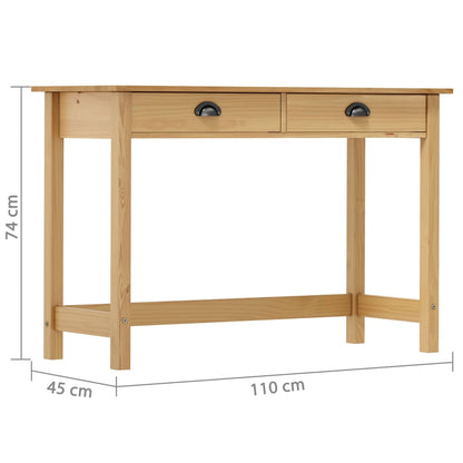 vidaXL Wandtafel Hill 2 lades 110x45x74 cm massief grenenhout