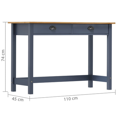 vidaXL Wandtafel Hill 2 lades 110x45x74 cm massief grenenhout grijs