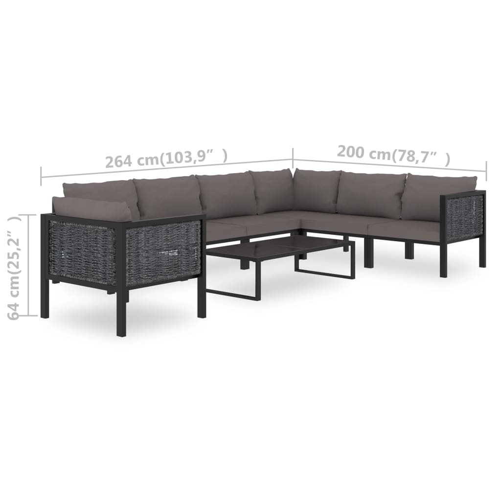 vidaXL 8-delige Loungeset met kussens poly rattan antraciet