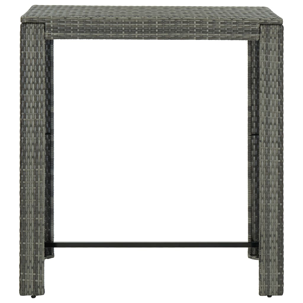 vidaXL Tuinbartafel 100x60,5x110,5 cm poly rattan grijs