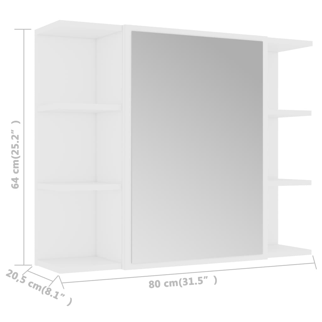 vidaXL Badkamerspiegelkast 80x20,5x64 cm bewerkt hout wit