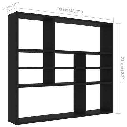 vidaXL Wandschap 90x16x78 cm bewerkt hout zwart