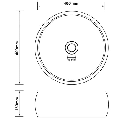 vidaXL Wastafel rond 40x15 cm keramiek mat lichtgrijs