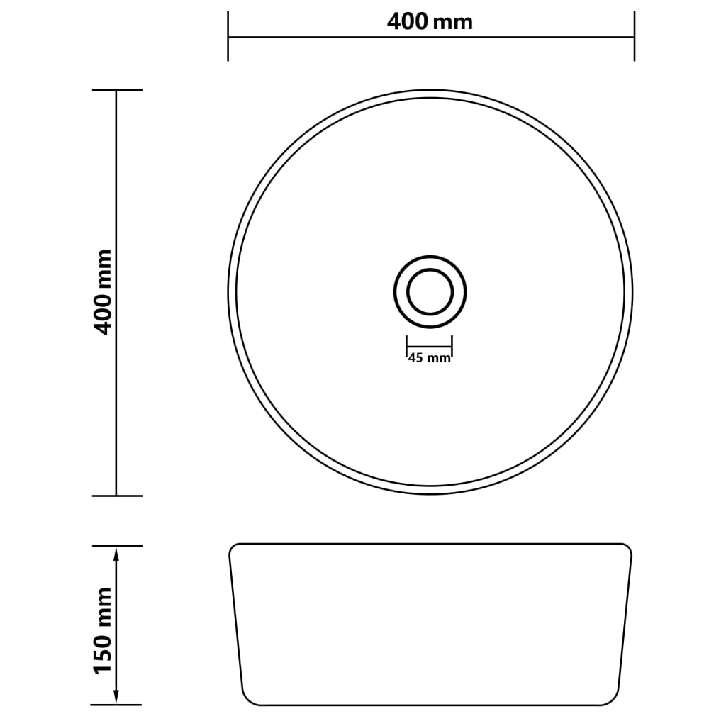 vidaXL Wastafel rond 40x15 cm keramiek matroze