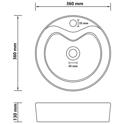 vidaXL Wastafel met overloop 36x13 cm keramiek matwit