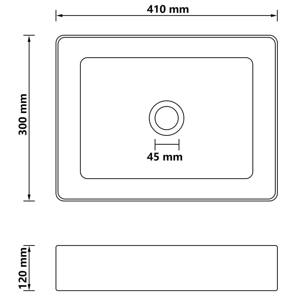 vidaXL Wastafel 41x30x12 cm keramiek matzwart