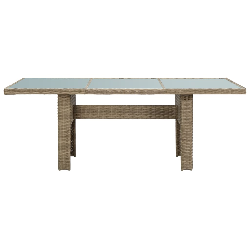 vidaXL Tuintafel 200x100x74 cm glas en poly rattan bruin