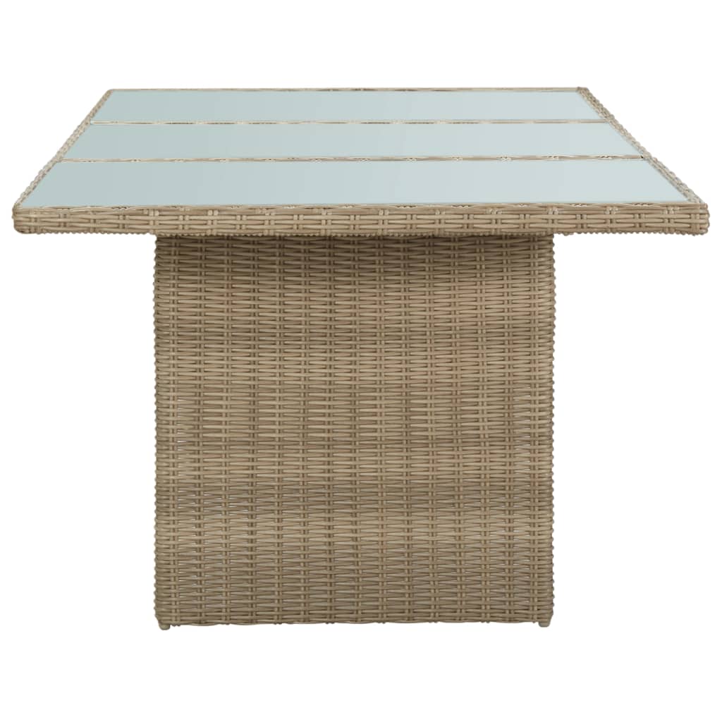 vidaXL Tuintafel 200x100x74 cm glas en poly rattan bruin