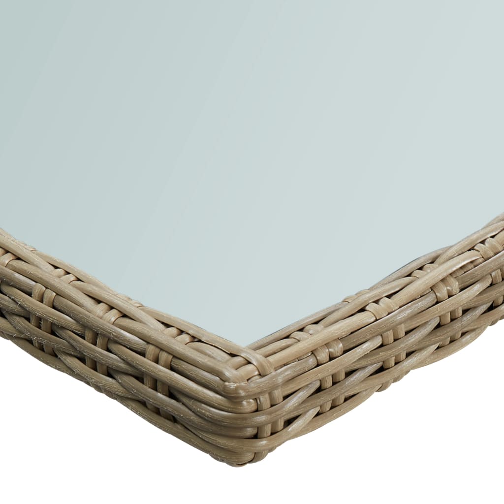 vidaXL Tuintafel 200x100x74 cm glas en poly rattan bruin