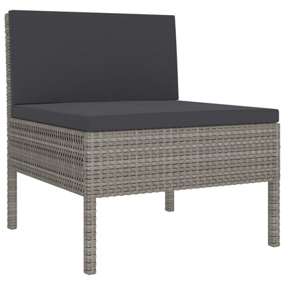 vidaXL 3-delige Loungeset met kussens poly rattan grijs