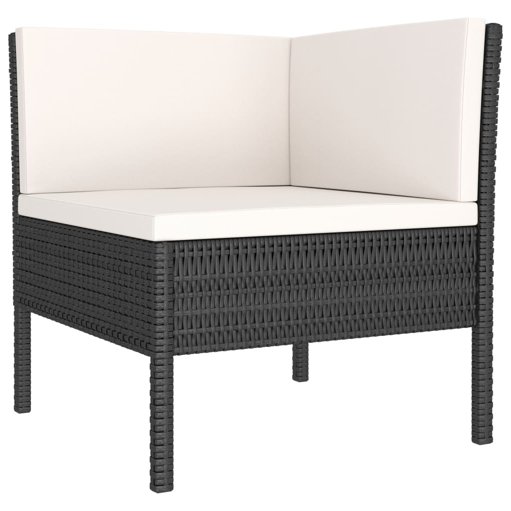 vidaXL 2-delige Loungeset met kussens poly rattan zwart