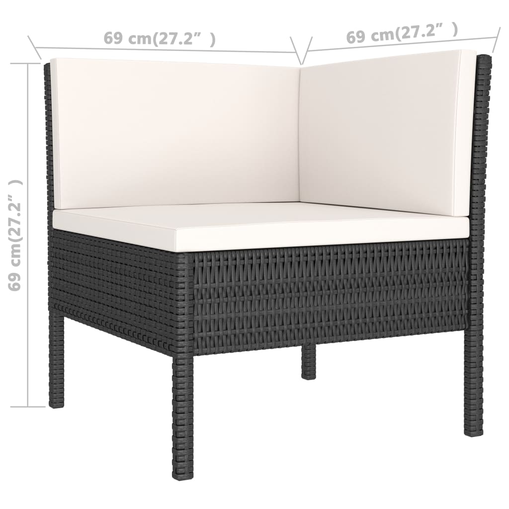 vidaXL 2-delige Loungeset met kussens poly rattan zwart