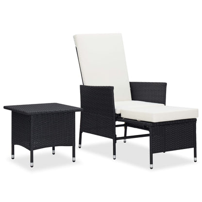 vidaXL 2-delige Loungeset met kussens poly rattan zwart