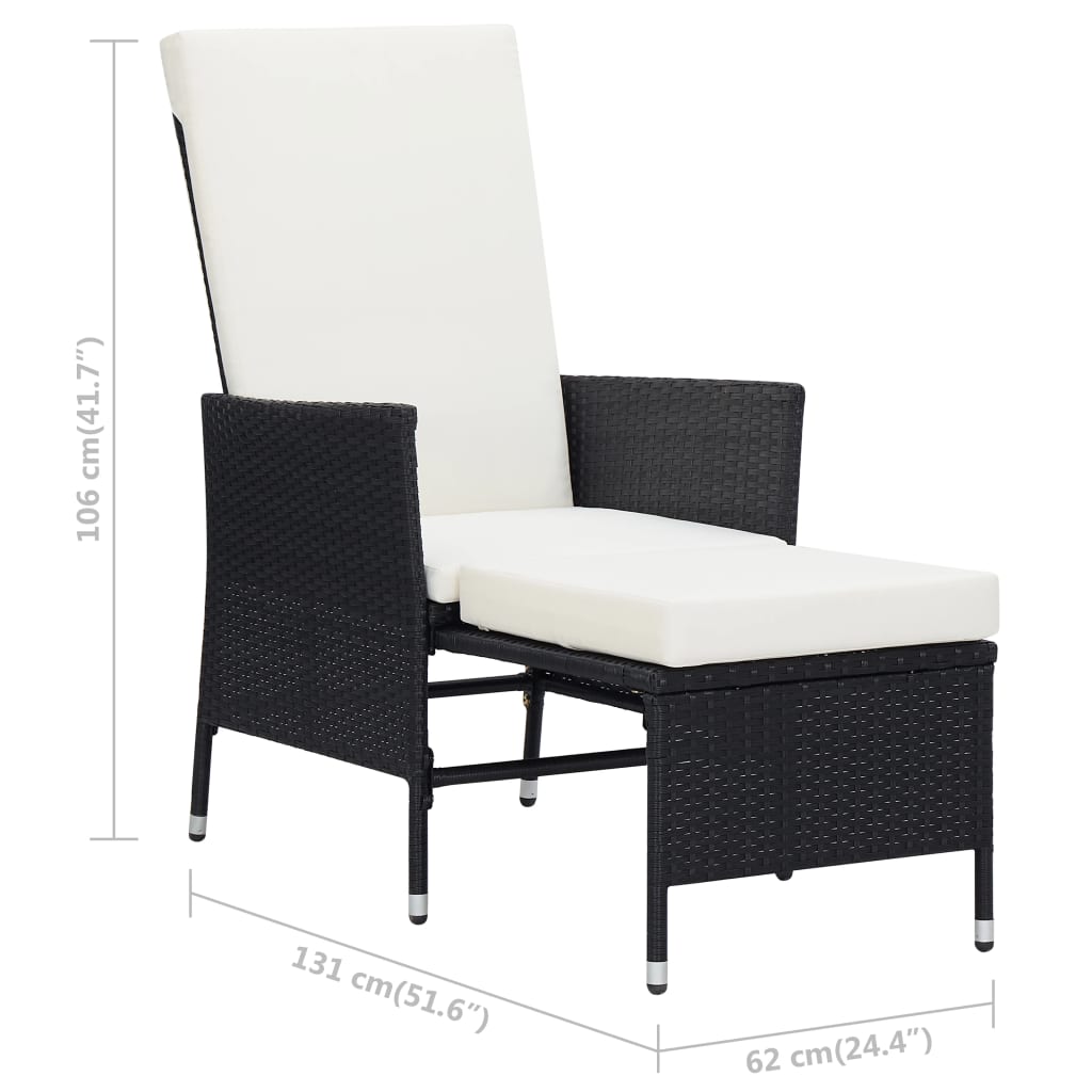 vidaXL 2-delige Loungeset met kussens poly rattan zwart