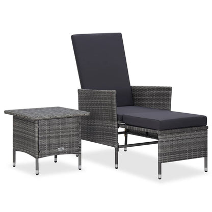 vidaXL 2-delige Loungeset met kussens poly rattan grijs