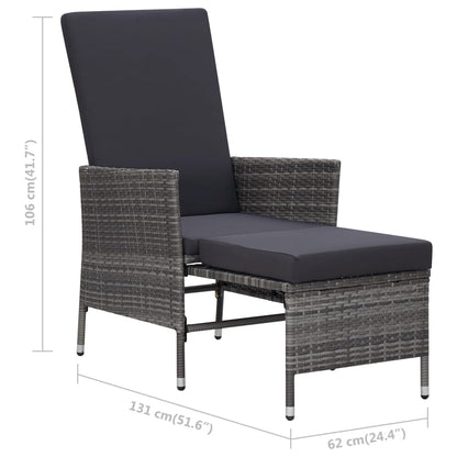 vidaXL 2-delige Loungeset met kussens poly rattan grijs