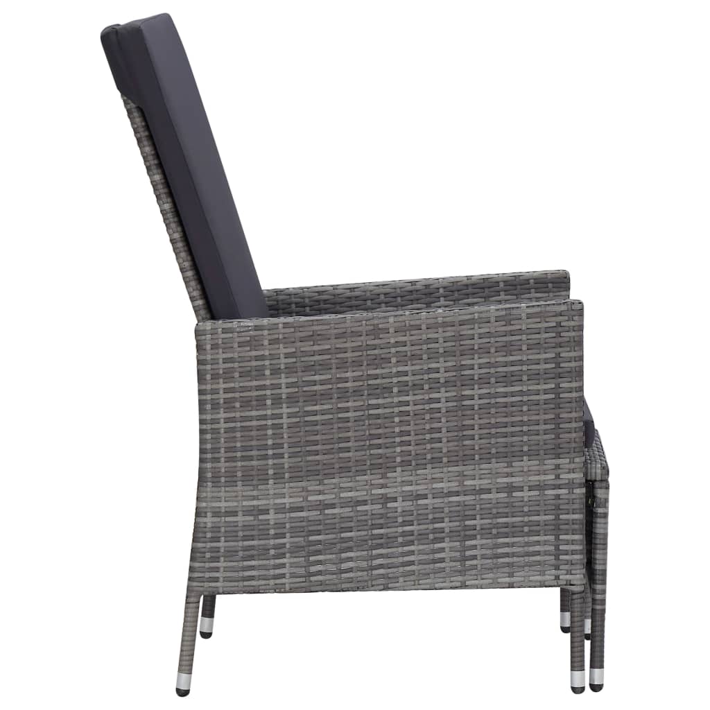 vidaXL 2-delige Loungeset met kussens poly rattan grijs