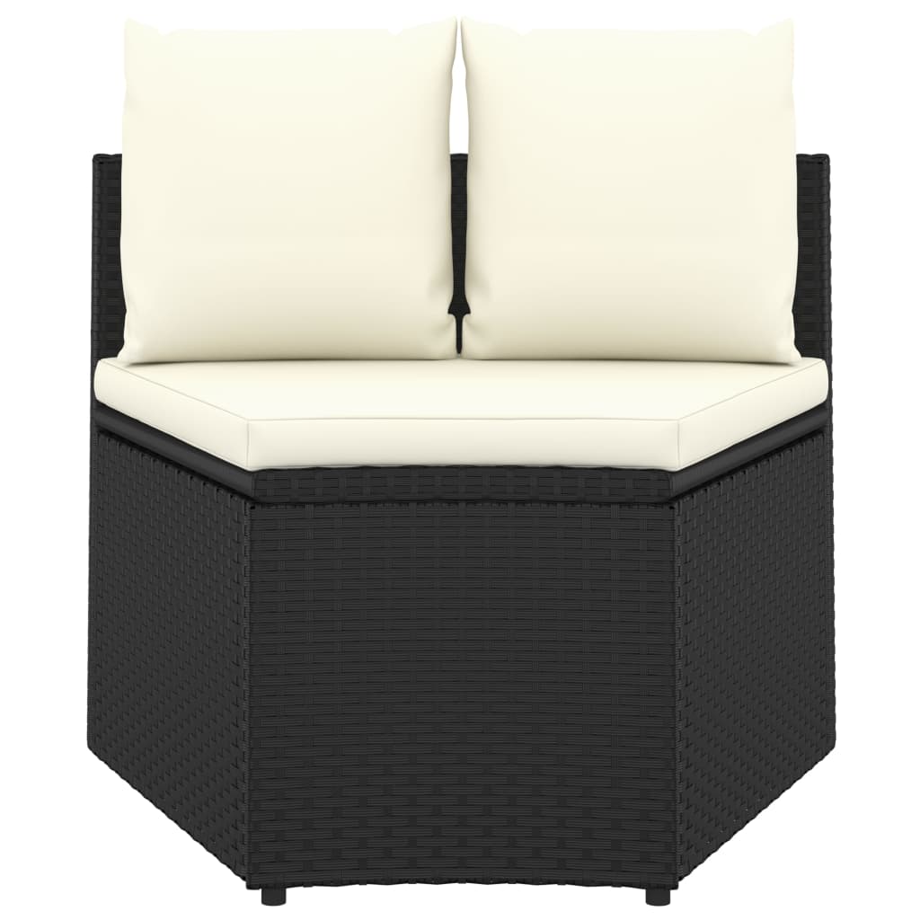 vidaXL 2-delige Loungeset met kussens poly rattan zwart