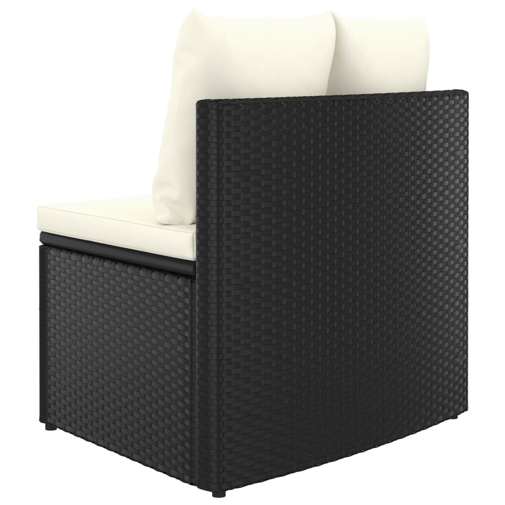 vidaXL 2-delige Loungeset met kussens poly rattan zwart