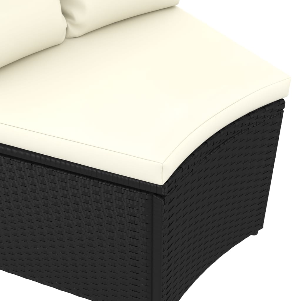 vidaXL 2-delige Loungeset met kussens poly rattan zwart