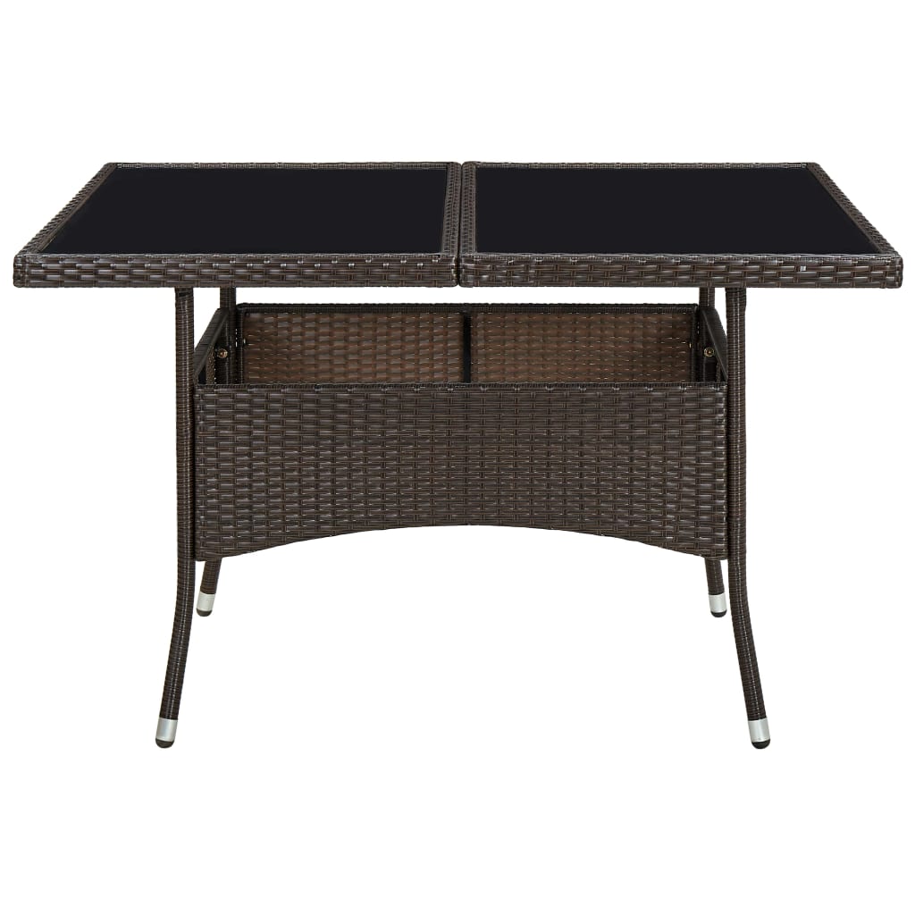 vidaXL Tuintafel poly rattan en glas bruin