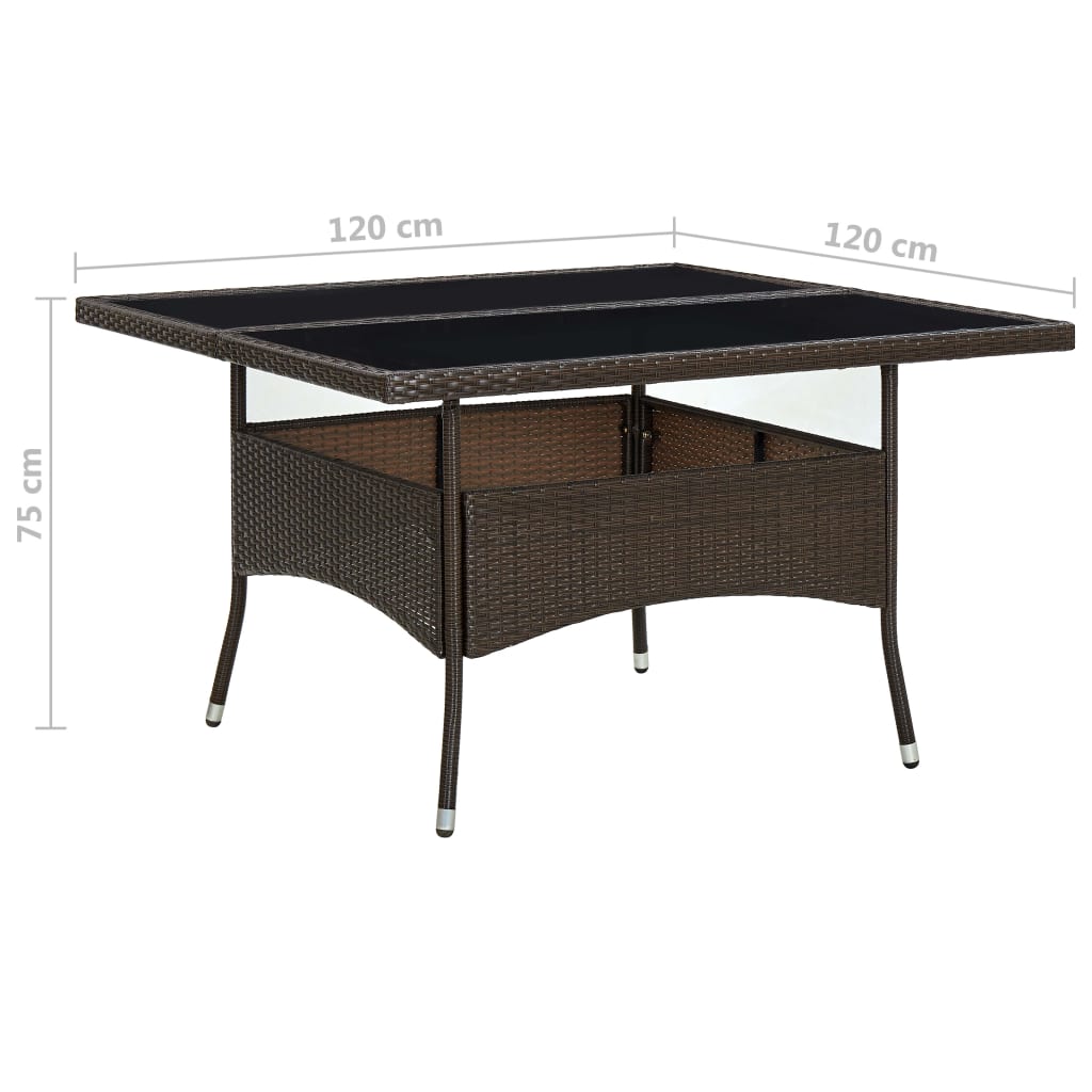 vidaXL Tuintafel poly rattan en glas bruin