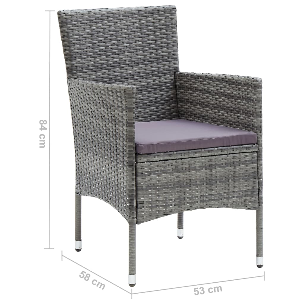 vidaXL Tuinstoelen 4 st poly rattan grijs