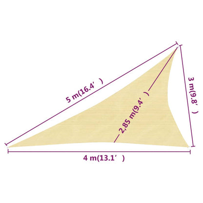 vidaXL Zonnezeil 160 g/m² 3x4x5 m HDPE beige