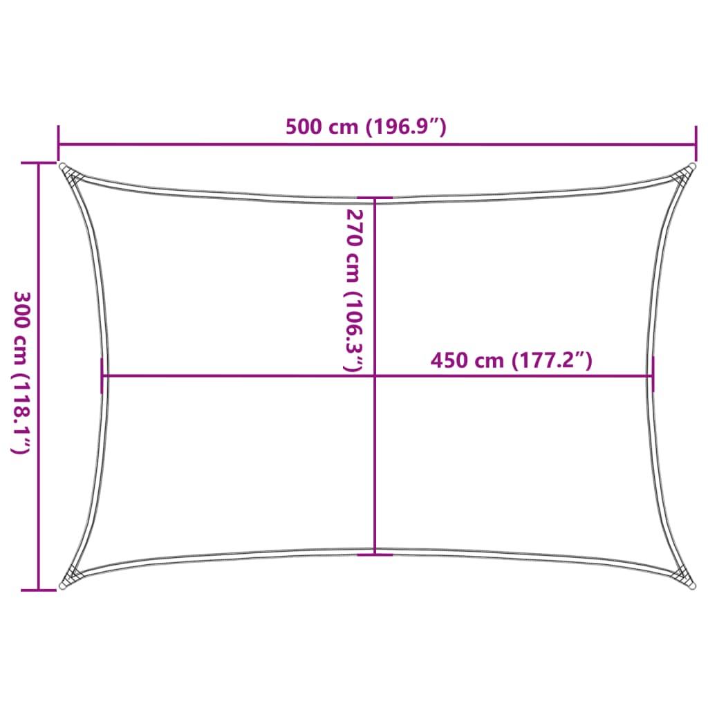 vidaXL Zonnezeil 160 g/m² 3x5 m HDPE crèmekleurig