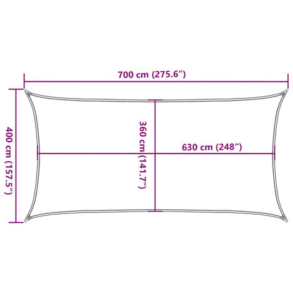 vidaXL Zonnezeil 160 g/m² 4x7 m HDPE crèmekleurig